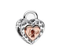 Amuefer Amore Cuore Charm Compatibili Bracciale Collana, Argento Sterling Oro Rosa L'infinito Trifoglio Ciondolo Natale Gioielli Regali per le Donne Ragazza Moglie Bambini Amici