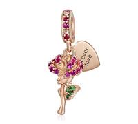 Amuefer Amore Cuore Charm Compatibili Bracciale Collana, Argento Sterling Oro Rosa L'infinito Trifoglio Ciondolo Natale Gioielli Regali per le Donne Ragazza Moglie Bambini Amici