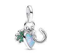 Amuefer Amore Cuore Charm Compatibili Bracciale Collana, Argento Sterling Oro Rosa L'infinito Trifoglio Ciondolo Natale Gioielli Regali per le Donne Ragazza Moglie Bambini Amici