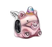 Amuefer Maiale Unicorno Volante Charm Compatibili Bracciale Collana, Argento Sterling Ciondolo Compleanno Natale Gioielli Regali per le Donne Moglie Amici