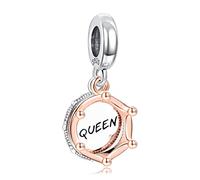Amuefer Regina Corona Charm Compatibili Bracciale Collana, Argento Sterling Ciondolo Natale Gioielli Regali per le Donne Ragazza Moglie Bambini Amici