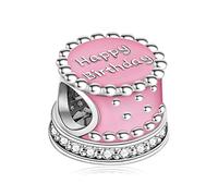 Amuefer Torta Rosa Charm Compatibili Bracciale Collana, Argento Sterling Ciondolo Compleanno Natale Gioielli Regali per le Donne Ragazza Moglie Bambini Amici