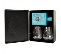 AMUERTE METAL BOX - Gin 70 cl + 2 bicchieri trasparenti (AMUERTE LIGHT BLUE)