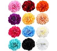 Amuhou Fermaglio per capelli da donna con fiore di rosa, per copricapo da sposa, ballerina di flamenco (peonia, 12 pezzi)