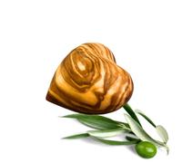 Amulatore a forma di cuore in legno d'ulivo, segno d'amore e portafortuna in legno d'ulivo naturale con venature, come regalo per anniversario, San Valentino, matrimonio, compleanno, festa della mamma