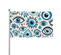 Amuleti Contro Il Malocchio Blu Bandiere Di Benvenuto Con 2 Occhielli Bandiera Da Cortile Resistente Alle Intemperie Bandiere Da Giardino Decorazione Per Interni Esterni Fattoria 90X152Cm