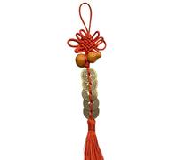 Amuleto con monete dei cinque imperatori - Ciondolo con cinese annodata Monete dei cinque imperatori in rame puro, decorazione sospesa, stile classico, amuleto ffeng sshui |,