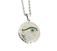 Amuleto da uomo e donna in argento sterling 925 dell'antico Egitto, collana classica AllASeeing A Shiny CZ Eye Ra Illuminati per Halloween Natale