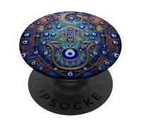 Amuleto di protezione mano di Hamsa e occhi malvagi PopSockets PopGrip Adesivo