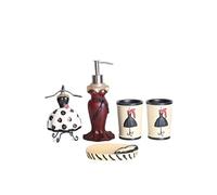 AMULONG Accessori Bagno,Dispenser Set di Accessori per Il Bagno in Resina Portaspazzolino, Bicchiere, Portasapone, Dispenser Sapone, da Portasaponetta(5pcs)