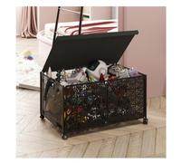 AMULONG Contenitore per Peluche Contenitore Per Giocattoli Extra Large Con Coperchio Per In Metallo Organizzatore Di Scatole Per Pieghevoli 4 Ruote Universali Baule Portagiochi per Bambini(Black)