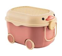 AMULONG Contenitore per Peluche Portaoggetti in Plastica per Giocattoli con Ruote, Grande Contenitore per Contenitori Iid per Sala Giochi Baule Portagiochi per Bambini(B,46 * 31 * 27cm)