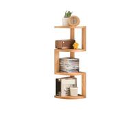 AMULONG Libreria Angolare, Studio Mensola Angolare In Legno Massello, Libreria, Scrivania, Pavimento Mobile Espositore per Piante(20x20x68cm)