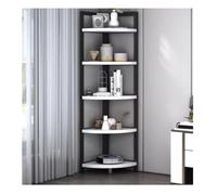 AMULONG Libreria Angolare, Studio Scaffale Ad Angolo A 5 Livelli In Metallo E Legno Portapiante Per Soggiorno, Cucina Mobile Espositore per Piante(E)