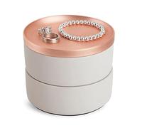 AMULONG Moderno Portagioie Rotondo Custodia per Gioielli Portatile in Metallo A 2 Strati per Esposizione per Decorazioni per Orecchini in Resina Porta Gioielli(B)