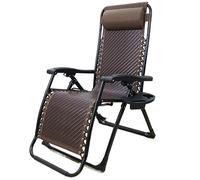 AMULONG Sedia Sdraio Pieghevole da Esterno, Poltrona Da Esterno Con Cuscino E Portabicchieri Pieghevole Giardino Reclinabile Lettino Campeggio Arredo Esterno(Round tube)