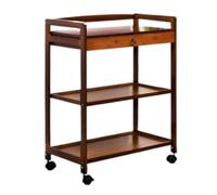 AMULONG Serving Trolley Carrello Cucina Carrello A 3 Ripiani Con Cassetto In Bambù, Mobile Da Cucina Ruota Freno Universale, Portaoggetti Dipensa o Bar(Bruin)
