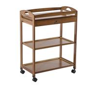 AMULONG Serving Trolley Carrello Cucina Carrello A 3 Ripiani Con Cassetto, Mobile Da Cucina, Ruota Freno Universale, Porta Legna Dipensa o Bar(Bruin)