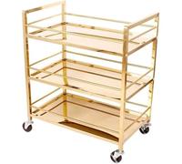 AMULONG Serving Trolley Carrello Cucina Carrello Da Bar In Metallo A 3 Livelli, Servizio, Tè, Cucina, Ruote Per Dipensa o Bar