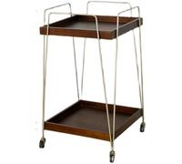 AMULONG Serving Trolley Carrello Cucina Carrello Da Bar In Metallo E Legno A 2 Livelli, Portata, Per Il Tè, Cucina, Ruote Per Dipensa o Bar