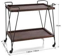 AMULONG Serving Trolley Carrello Cucina Carrello Da Pranzo In Metallo A 2 Livelli Rinfreschi Per Bevande Tè Mobile Cucina Per La Consegna Di Cibo Dipensa o Bar