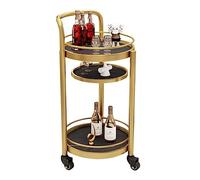 AMULONG Serving Trolley Carrello Cucina Carrello Da Pranzo In Metallo A 3 Livelli Con Ruote Mobile Per Vino Bar Per Ristorante Cucina Dipensa o Bar(Gold+Black)