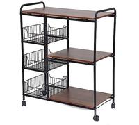 AMULONG Serving Trolley Carrello Cucina Carrello Di Rotolamento Con Ruote Scaffale In Metallo Scaffalatura Utility Bagno Mobile Dipensa o Bar