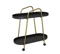 AMULONG Serving Trolley Carrello Cucina Carrello Di Rotolamento In Ferro A 2 Livelli Con Ruote Soggiorno Divano Lato Balcone Casa Portaoggetti Da Cucina Mobile A Spinta Dipensa o Bar(Black)