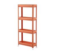 AMULONG Serving Trolley Carrello Cucina Carrello Di Rotolamento In Plastica Stoccaggio Per Armadio Stretto Su Ruote Vassoio Per Scarichi Per Scaffali Per Cucina Bagno Dipensa o Bar(Oranje,4 Tier)