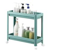 AMULONG Serving Trolley Carrello Cucina Carrello Di Rotolamento In Plastica Stoccaggio Per Armadio Stretto Su Ruote Vassoio Per Scarichi Per Scaffali Per Cucina Bagno Dipensa o Bar(Grün,2 Tier)