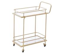 AMULONG Serving Trolley Carrello Cucina Carrello Di Servizio In Ferro A 2 Livelli Con Ruote, Stoccaggio Mobile Per Cucina, Per Casa E Hotel Dipensa o Bar(Gold+Marble)