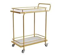 AMULONG Serving Trolley Carrello Cucina Carrello In Ferro Con Ruote Portaoggetti Da Cucina Mobile Per La Consegna Di Alimenti Per Ristorante Dell'hotel Per Casa Tè Dipensa o Bar(Gold,2 Tier)