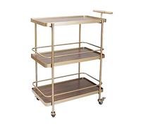 AMULONG Serving Trolley Carrello Cucina Carrello In Metallo A 3 Livelli Con Ruote Mobile Per Catering Per Spuntini Per La Conservazione Della Cucina Del Tè Dipensa o Bar(Gold+Walnut)
