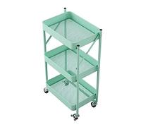 AMULONG Serving Trolley Carrello Cucina Carrello Pieghevole A 3 Livelli Con Portaoggetti Da Cucina In Metallo Ruote Portautensili Per Frutta E Verdura Dipensa o Bar(Blue)