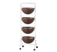 AMULONG Serving Trolley Carrello Cucina Carrello Porta Snack In Rattan A 4 Ripiani Con Ruote Mobili For Dispensa Da Cucina Dipensa o Bar(Bruin)