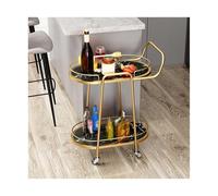 AMULONG Serving Trolley Carrello Cucina Carrello Portaoggetti A 2 Livelli, Da Bar, Cucina Su Ruote, Moderno, Mobile Per Servire, Per Casa, Hotel Dipensa o Bar(Gold+Black)