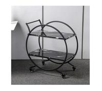 AMULONG Serving Trolley Carrello Cucina Carrello Portaoggetti A 2 Ripiani In Metallo Eco-board Da Cucina Con Rotelle Per La Casa Sala Pranzo Bar Per Il Tè Dipensa o Bar(Black)