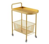 AMULONG Serving Trolley Carrello Cucina Carrello Portaoggetti Da Cucina A 2 Ripiani Con Ruote Mobile In Metallo Per Casa E Hotel Dipensa o Bar(Gold)