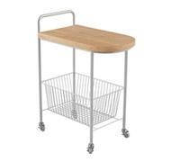 AMULONG Serving Trolley Carrello Cucina Carrello Portaoggetti Da Cucina A 2 Ripiani Con Ruote Mobile In Metallo Per Casa E Hotel Dipensa o Bar(White+Wood)