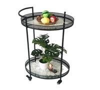 AMULONG Serving Trolley Carrello Cucina Carrello Portaoggetti Da Cucina A 2 Ripiani, In Ferro E Vetro, Bar, Tè, Ristorante, Vino, Portata Dipensa o Bar(Black)