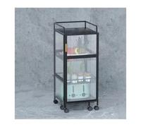 AMULONG Serving Trolley Carrello Cucina Carrello Portaoggetti Da Cucina Girevole Ad Angolo Con Porta Dell'armadio, Cestino Per Verdure Gratuito, In Acciaio Al Carbonio Dipensa o Bar(Black,4 Tier)