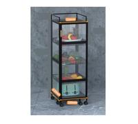 AMULONG Serving Trolley Carrello Cucina Carrello Portaoggetti Da Cucina Girevole Ad Angolo Con Porta Dell'armadio, Cestino Per Verdure Gratuito, In Acciaio Al Carbonio Dipensa o Bar(Black,5 Tier)