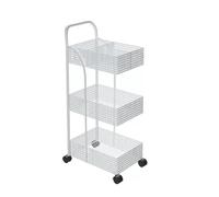 AMULONG Serving Trolley Carrello Cucina Carrello Portaoggetti Da Cucina In Ferro A 3 Livelli, Con Ruote, Scaffale Per Camera Letto E Bagno Dipensa o Bar(White)