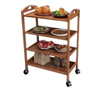 AMULONG Serving Trolley Carrello Cucina Carrello Portaoggetti In Bambù Con Ruote For Cucina E Bagno Dipensa o Bar(81x60x33cm)