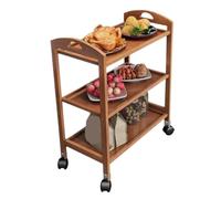 AMULONG Serving Trolley Carrello Cucina Carrello Portaoggetti In Bambù Con Ruote For Cucina E Bagno Dipensa o Bar(73x33x60cm)