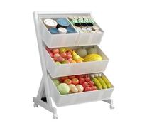 AMULONG Serving Trolley Carrello Cucina Cestini Portafrutta A 3 Livelli Con Ruote, Carrello Portaoggetti In Metallo For Cucina Dipensa o Bar(White)