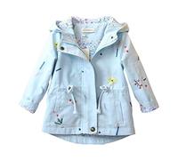 Amur Leopard Giacca Bambino Parka Cappotto Ragazza Trench Coat Stampato con Cintura Abbigliamento Primaverile e Autunnale, Blu, 110/3-4 Anni