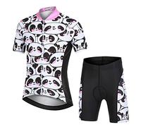 Amur Leopard Set da Ciclismo Bambino Maglia a Maniche Corte e Pantaloncini con Seduta Imbottita Completo da Ciclismo Bambini Ragazze