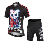 Amur Leopard Set da Ciclismo Bambino Maglia a Maniche Corte e Pantaloncini con Seduta Imbottita Completo da Ciclismo Bambini Ragazze