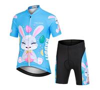 Amur Leopard Set da Ciclismo Bambino Maglia a Maniche Corte e Pantaloncini con Seduta Imbottita Completo da Ciclismo Bambini Ragazze